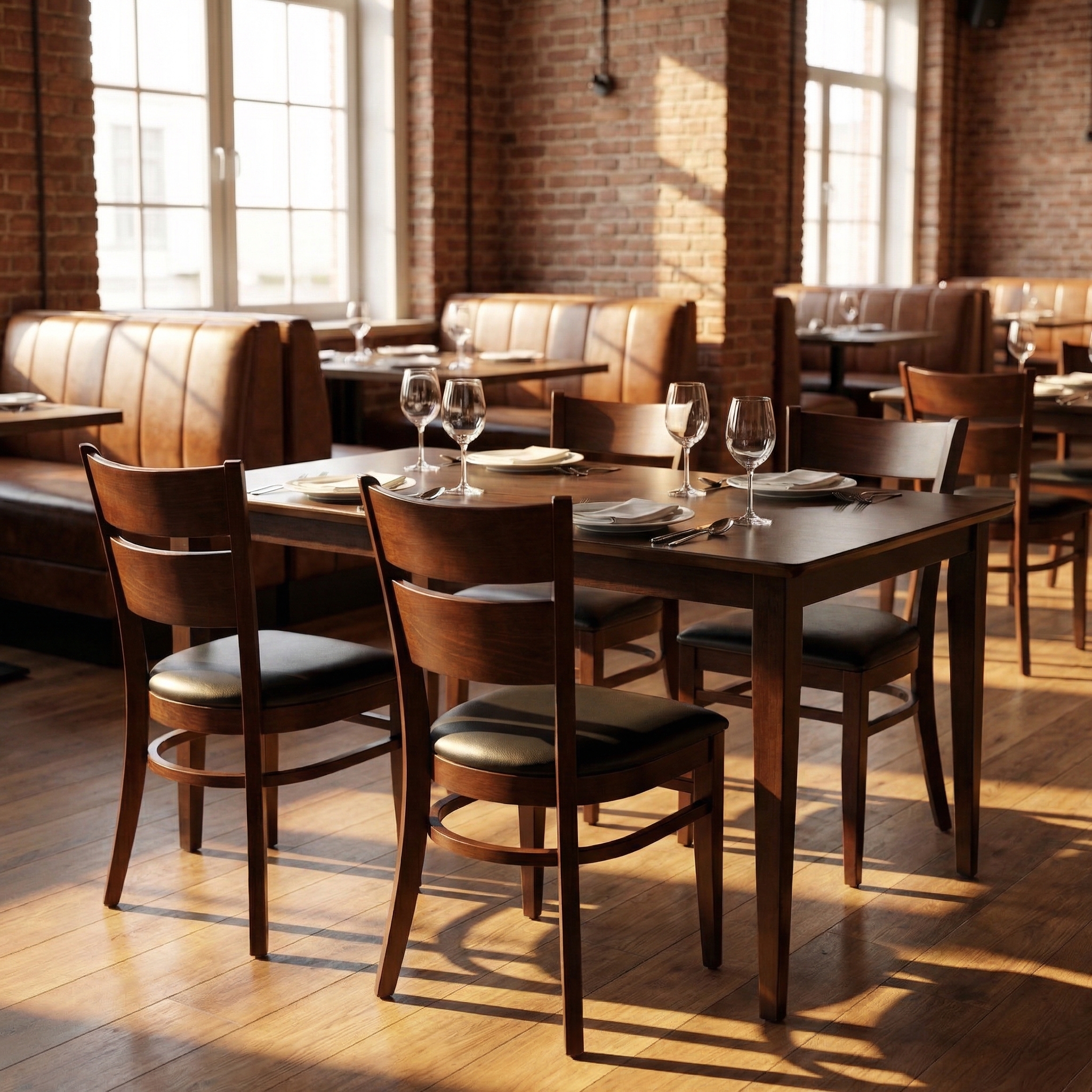 1+4 Set, Real Wood, 120x80cm, Grace Brown, Restaurant Chairs, Bistro, Catering Tables