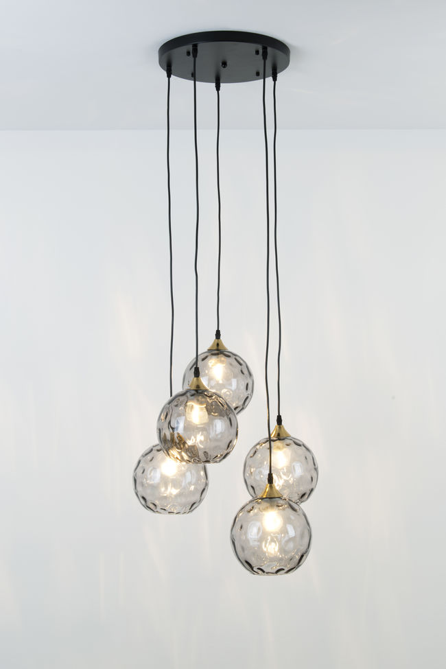 Milano 5-bulb pendant light, anthracite