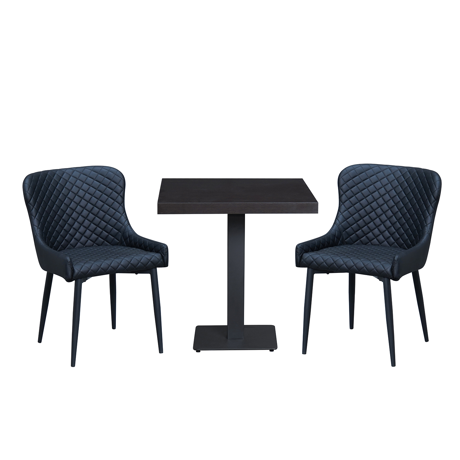 1+2 Set of 80x80 Restaurant Artus Hotel Bistro Tables and Chairs – Catering Furniture – Black