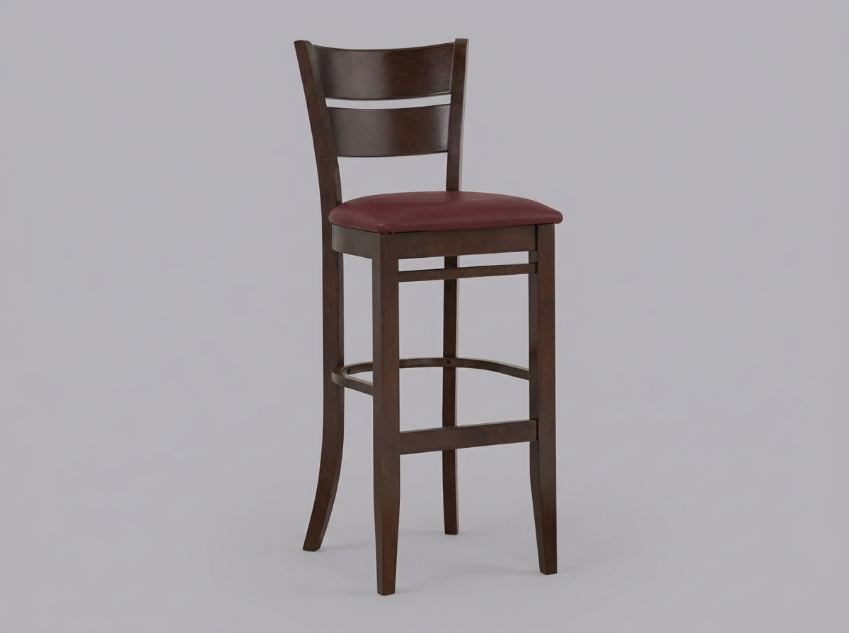Grace solid wood bar stool faux leather dark brown