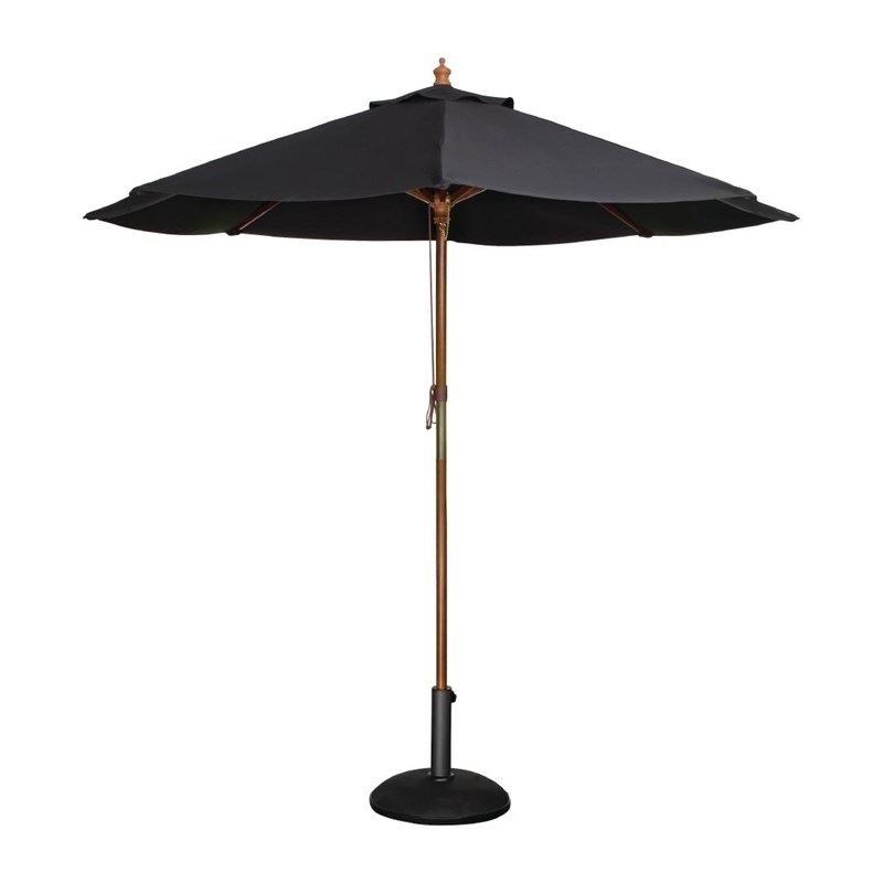 Black Round Parasol, 2.5 m – Pulley System, Professional Parasol, Catering Parasol