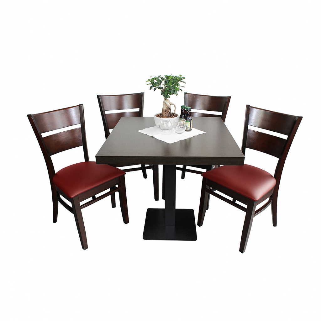 1+4 Set 80x70cm Grace Red Restaurant Chairs, Bistro and Catering Tables