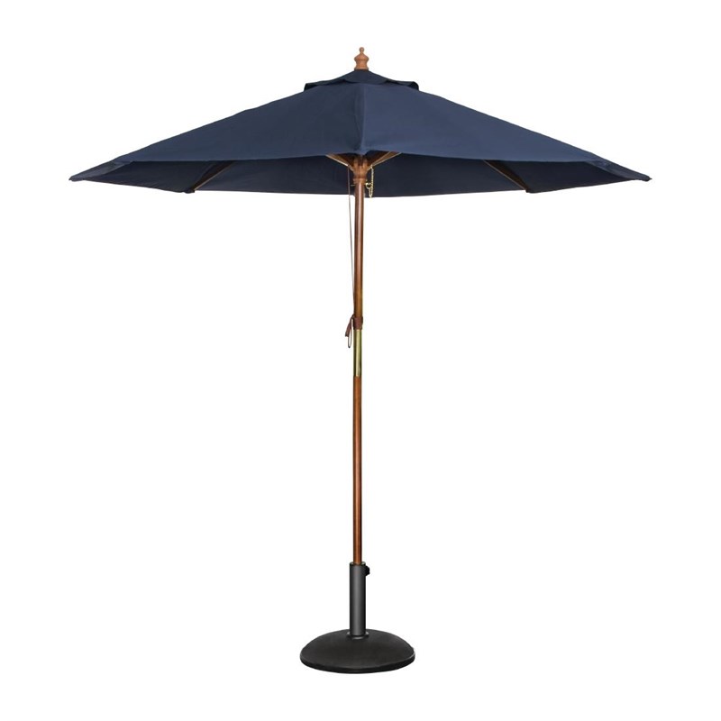 Blue Round Parasol, 2.5 m – Pulley System, Professional Parasol, Catering Parasol