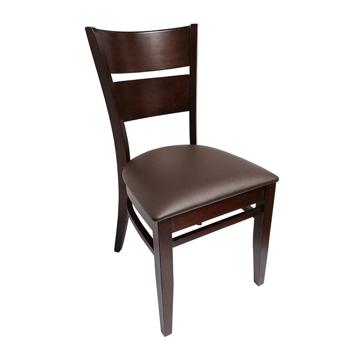 Restaurant Bistro Chair in Solid Wood, Grace Faux Leather, Bizon Brown