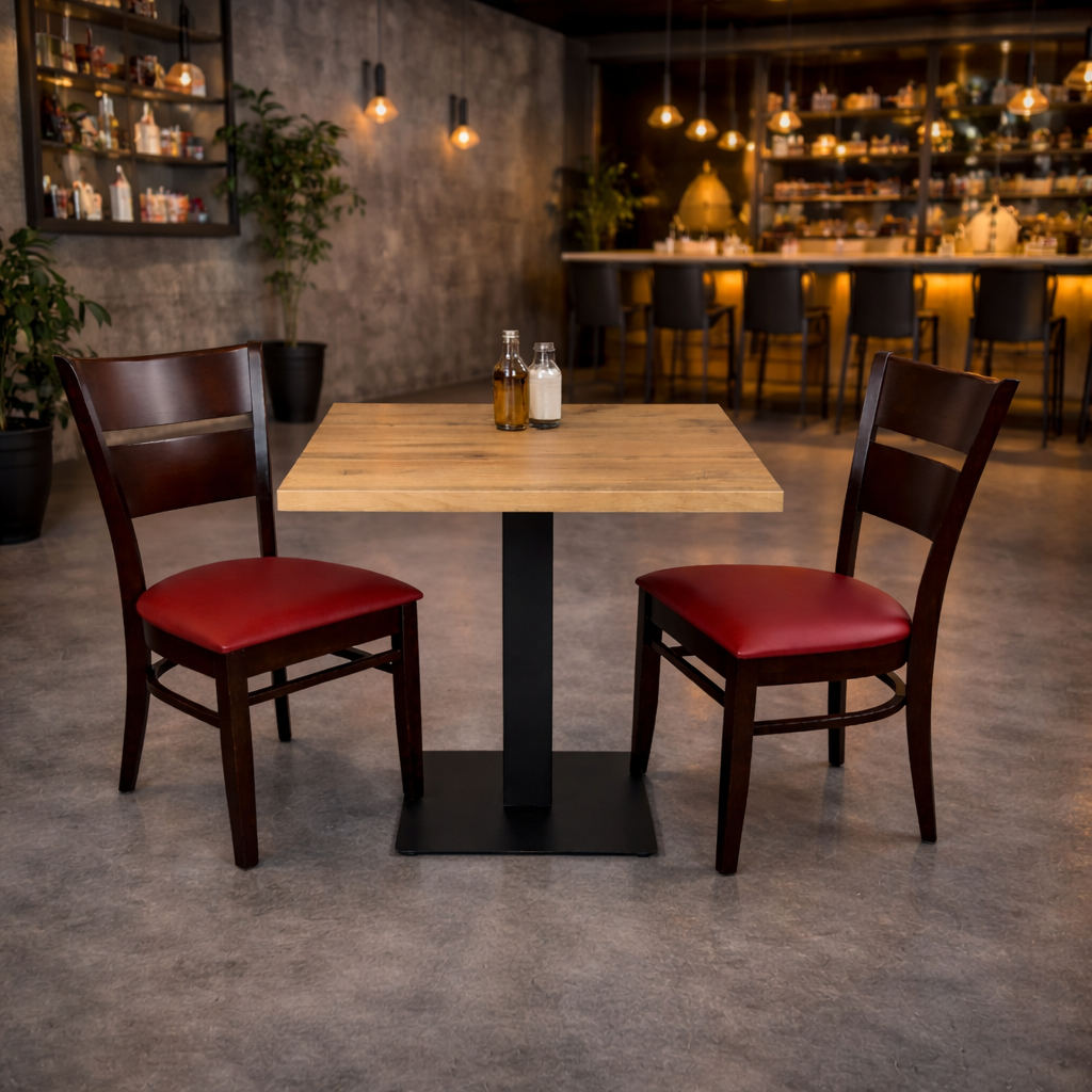 1+2-seater set, 60x60cm bistro table, restaurant chairs, catering furniture