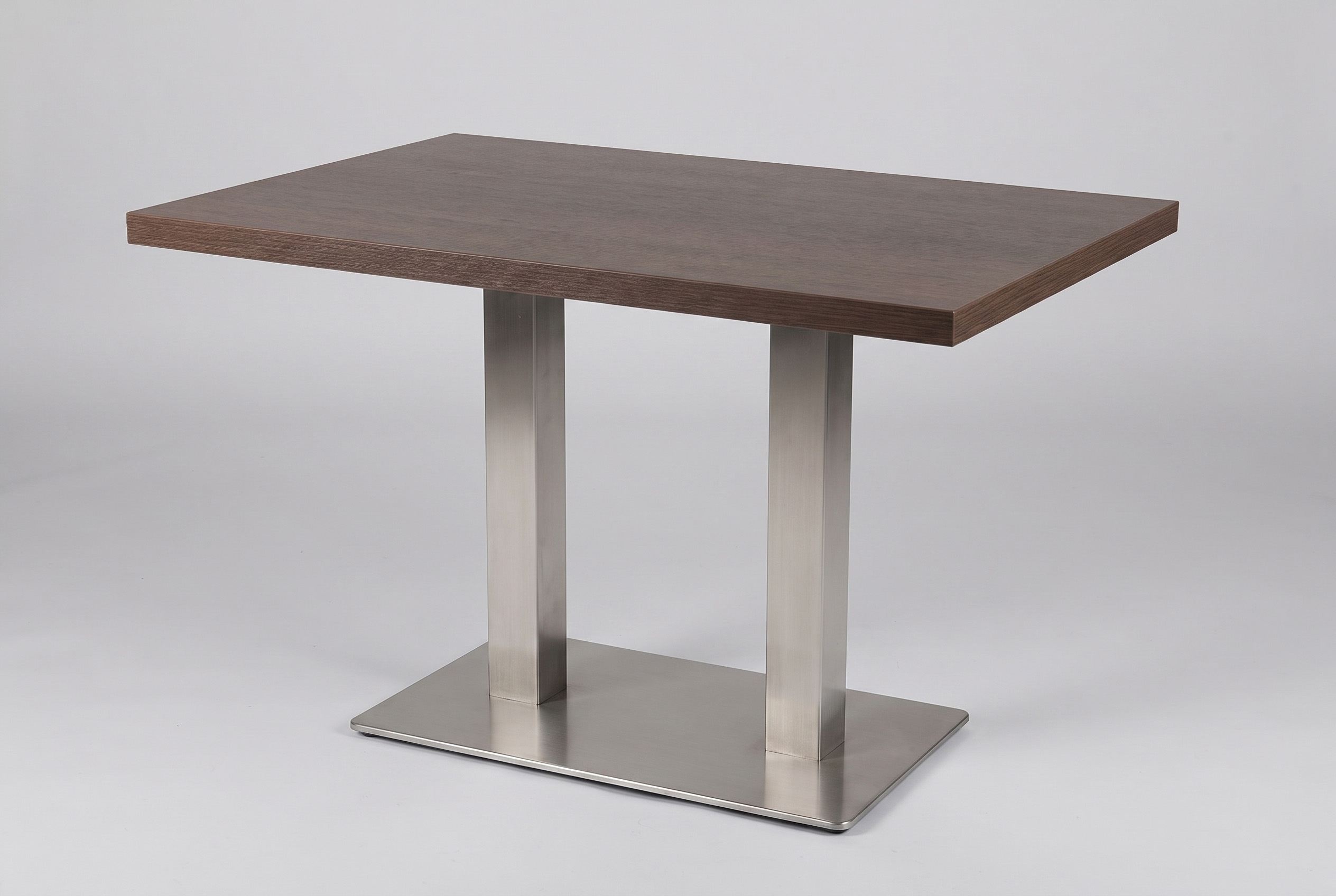 Restaurant Bistro Tisch 120x80x5cm Walnuss Braun Palermo Tischbein Silber