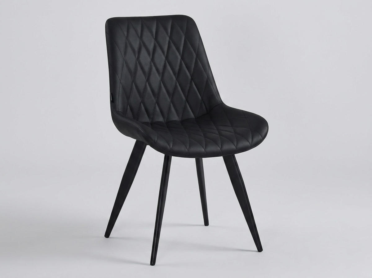 Restaurant Bistro Chair, Black Faux Leather Upholstered, Scarlet