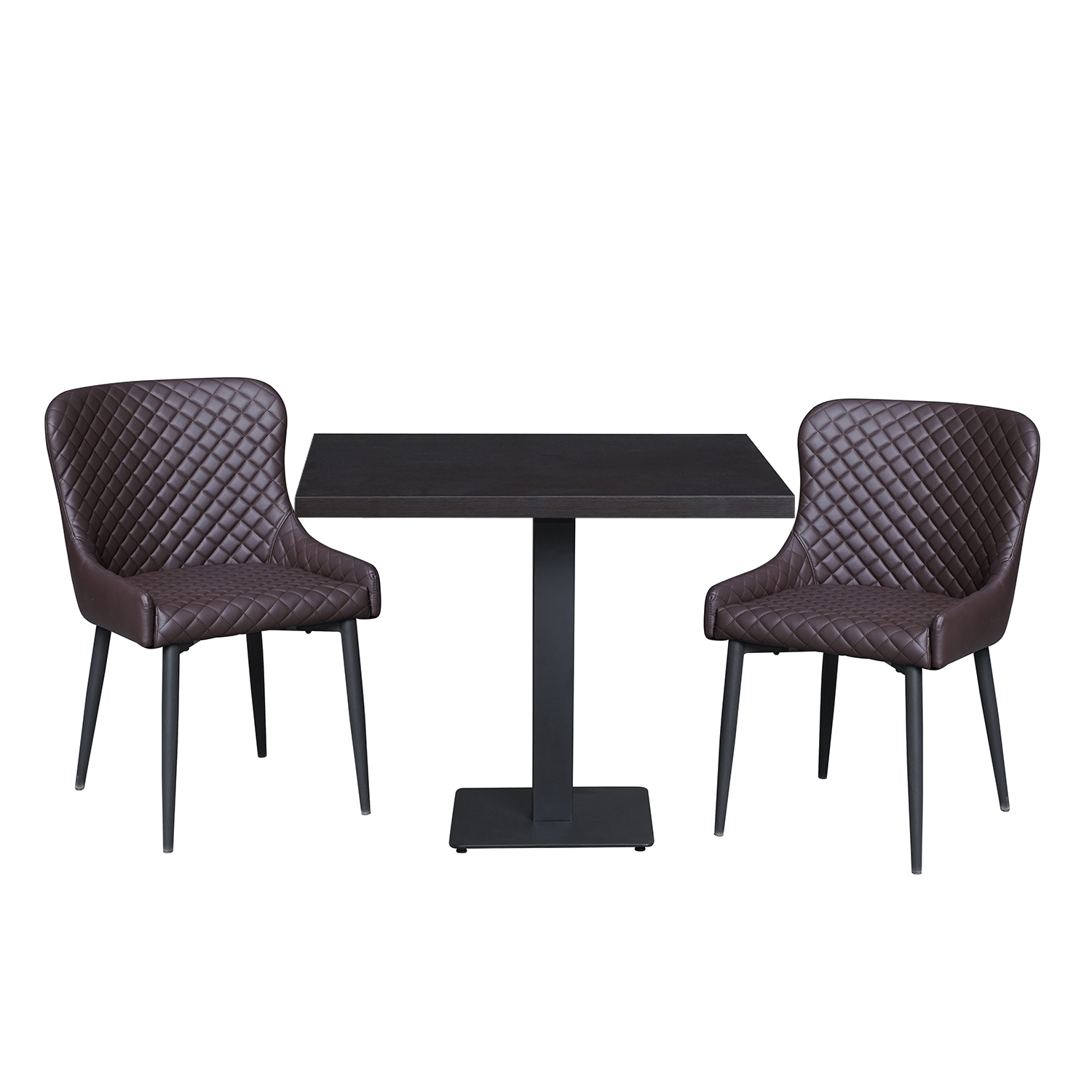 1+2 Restaurant Set 80x80x3.6cm Milano Table (Dark Brown) with Artus Chairs – Hotel Bistro