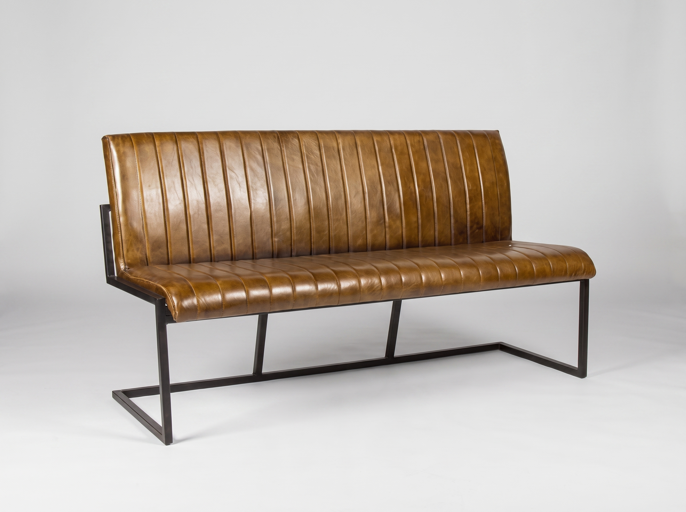 Gastrobank 160cm 3-seater Cognac Brown Old English genuine leather bench
