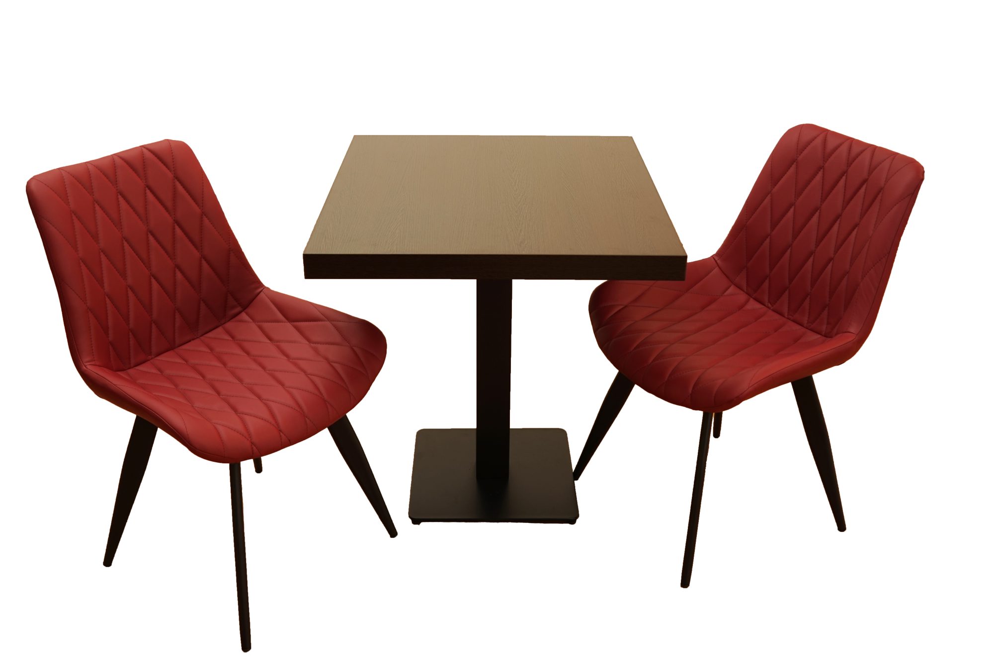 1+2 Set of 80x80 Restaurant Chairs, Scarlet Hotel Bistro Table and Chairs, Catering Furniture, Wine Red