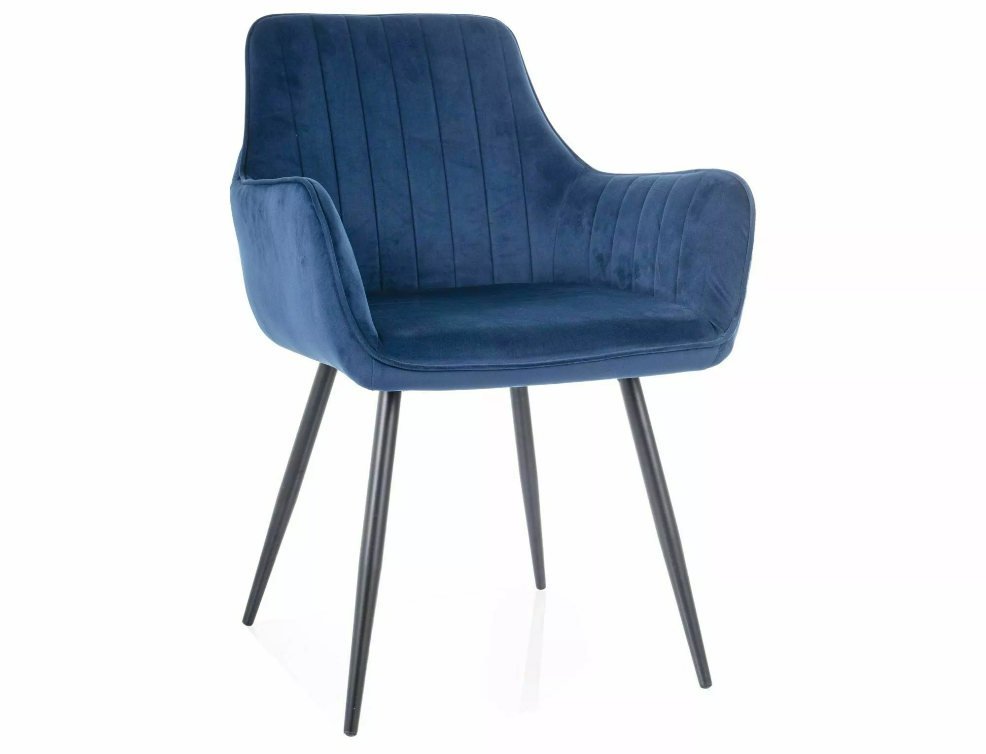 Restaurant Bistro Chair ‘Silvia’ in blue velvet with armrests