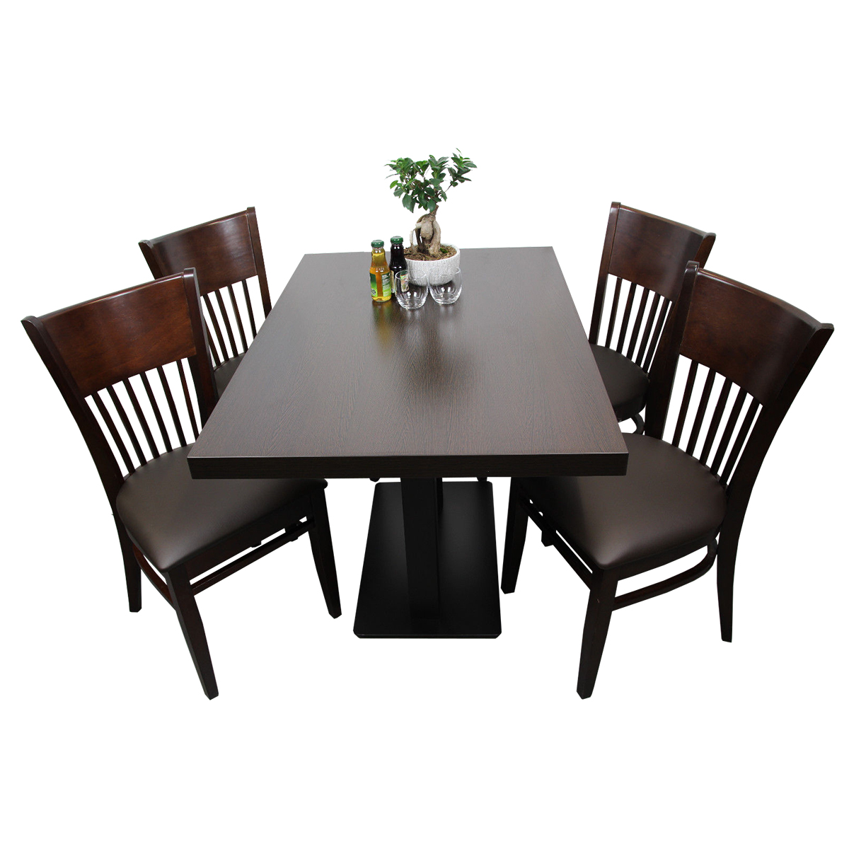 1+4 Set 120x80cm Vera Brown Restaurant Chairs, Bistro and Catering Tables