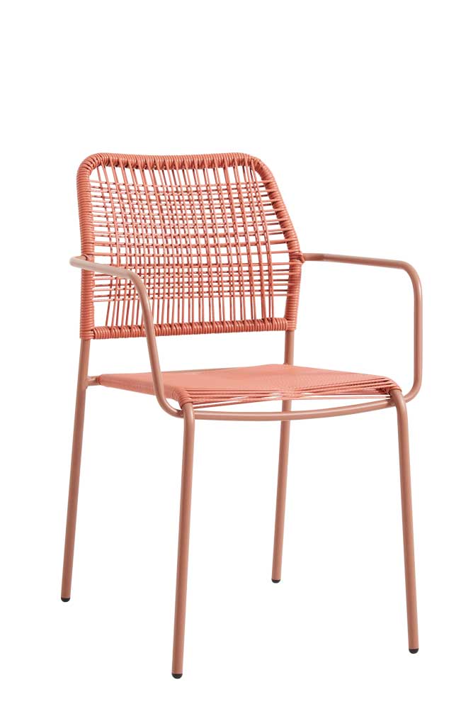 Outdoor chair, red plastic wicker