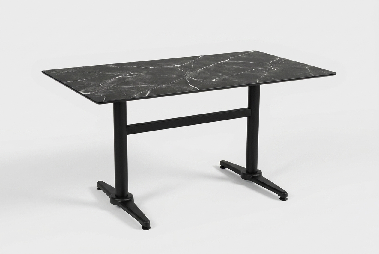 Outdoor Bistro Table 120x70cm Compact HPL Marble-effect Black - Pescara