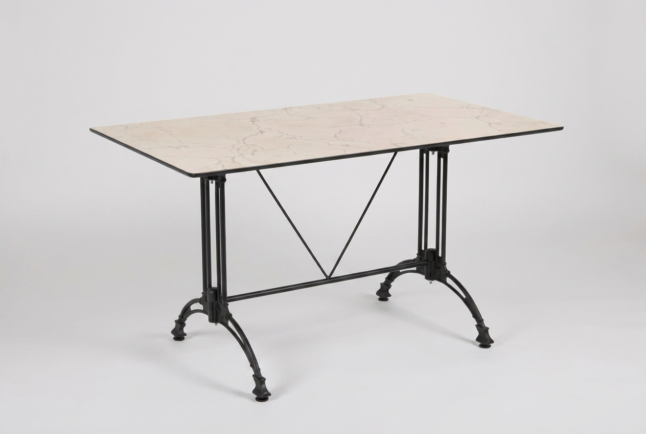 Outdoor Bistro Table 120x70cm Compact HPL Marble-effect Beige - Pescara