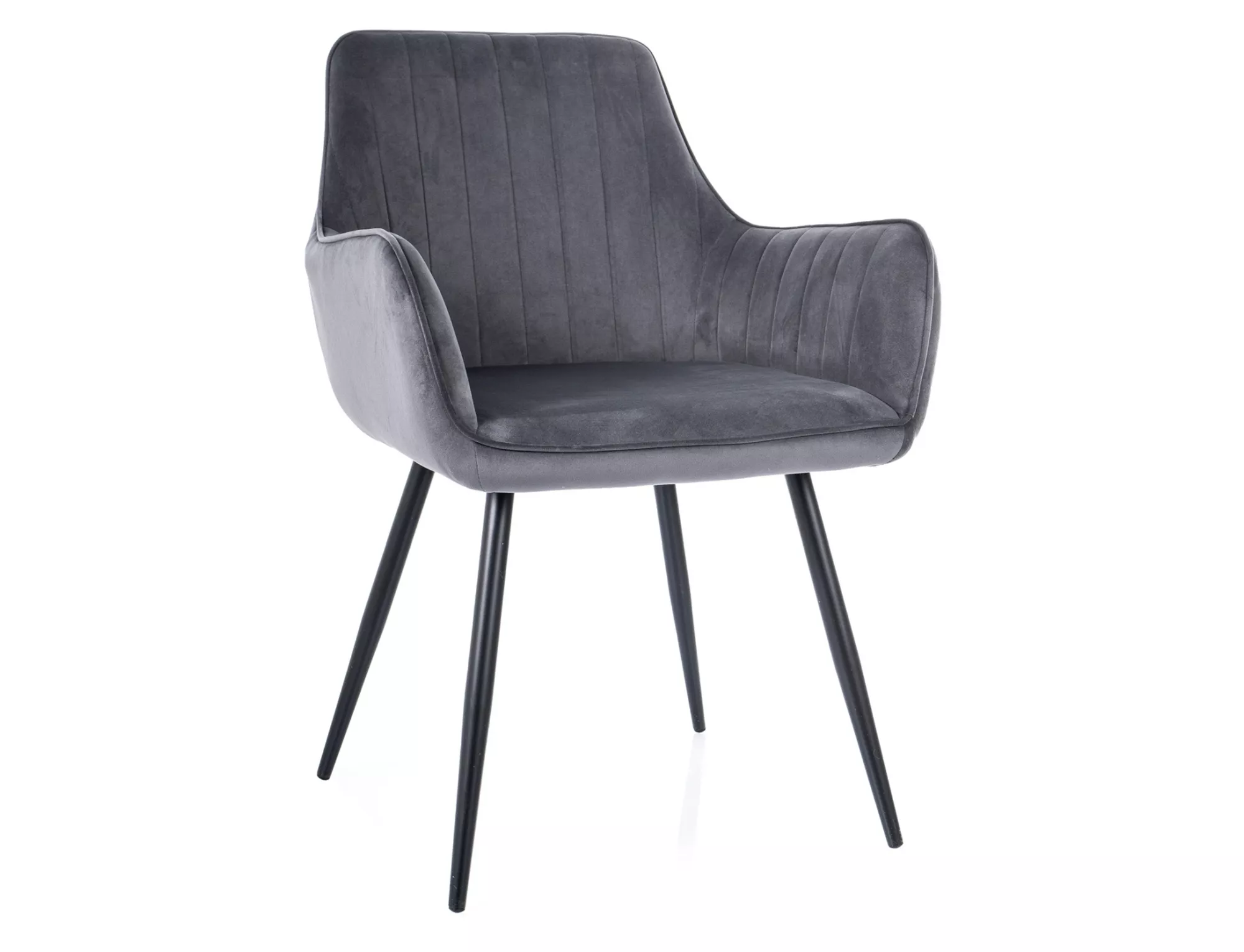 Restaurant Bistro Chair ‘Silvia’ in grey velvet with armrests