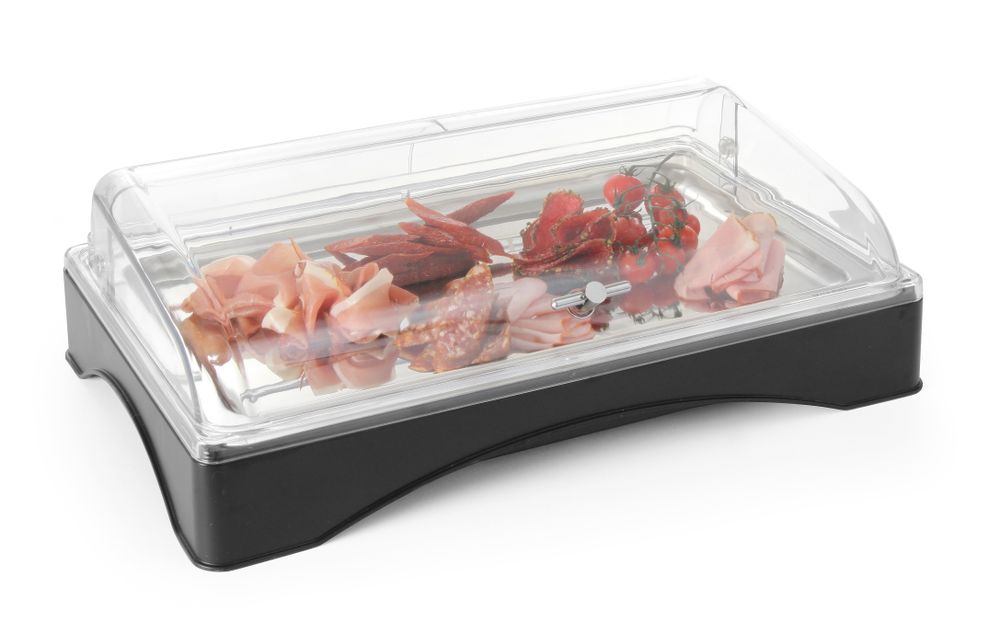 Rolltop-Display gekühlt - GN 1/1  Set inkl. Kühlelement 55,5x35,7x(H)17,5cm