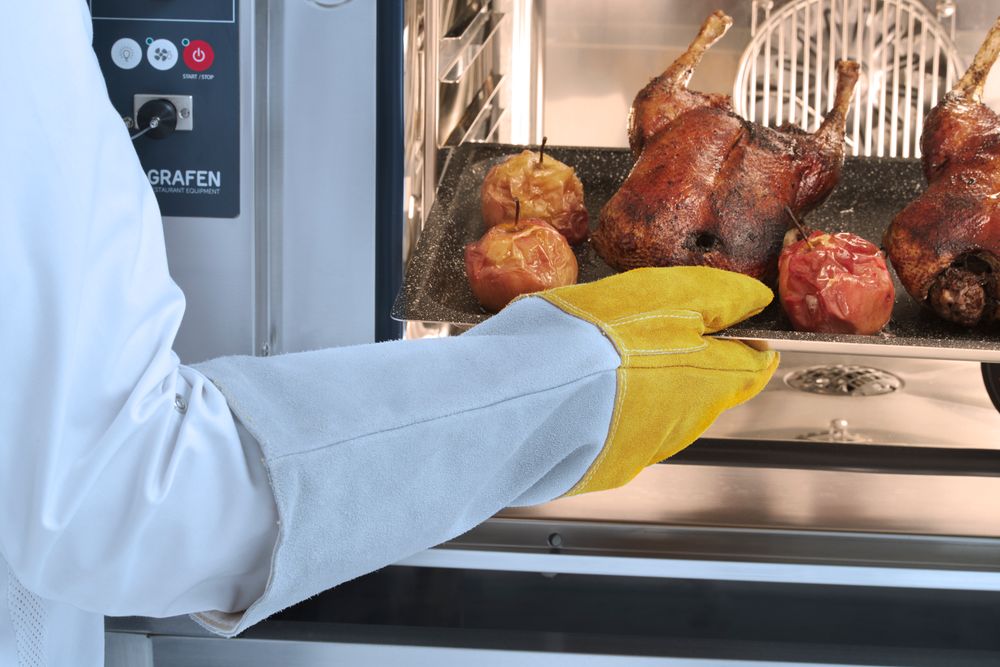 Leder-Grillhandschuhe hitzebeständig – 2 Stück (L)46cm