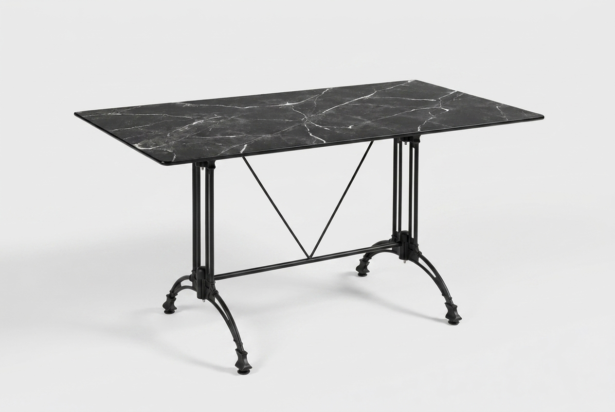Outdoor Bistro Table 120x70cm Compact HPL Marble-effect Black - Pescara