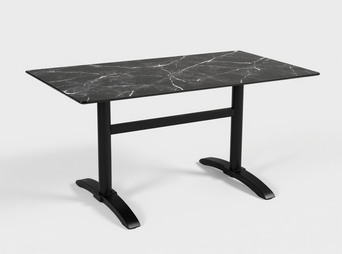 Outdoor Bistro Table 120x70cm Compact HPL Marble-effect Black - Pescara