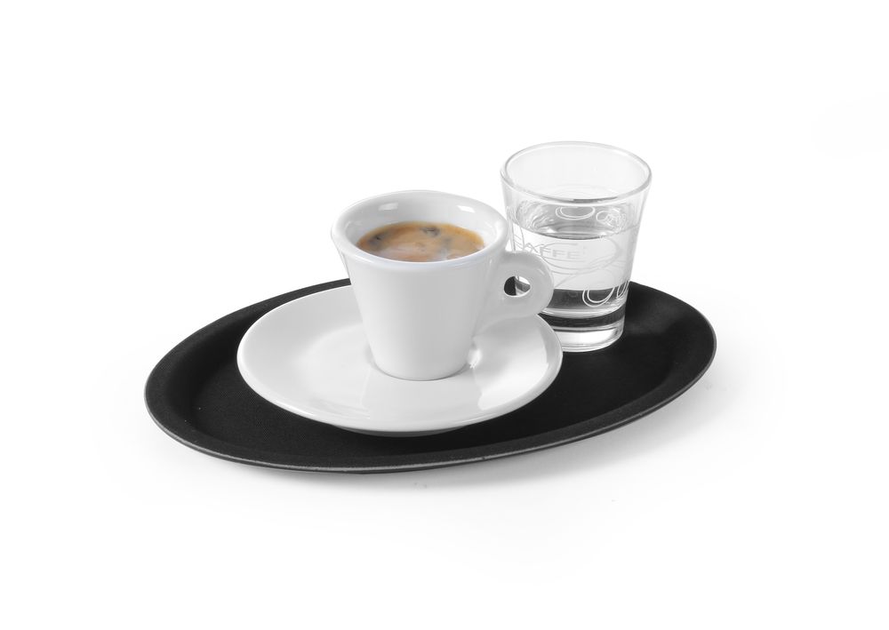 Serviertablett rutschfest oval Schwarz 16x23cm