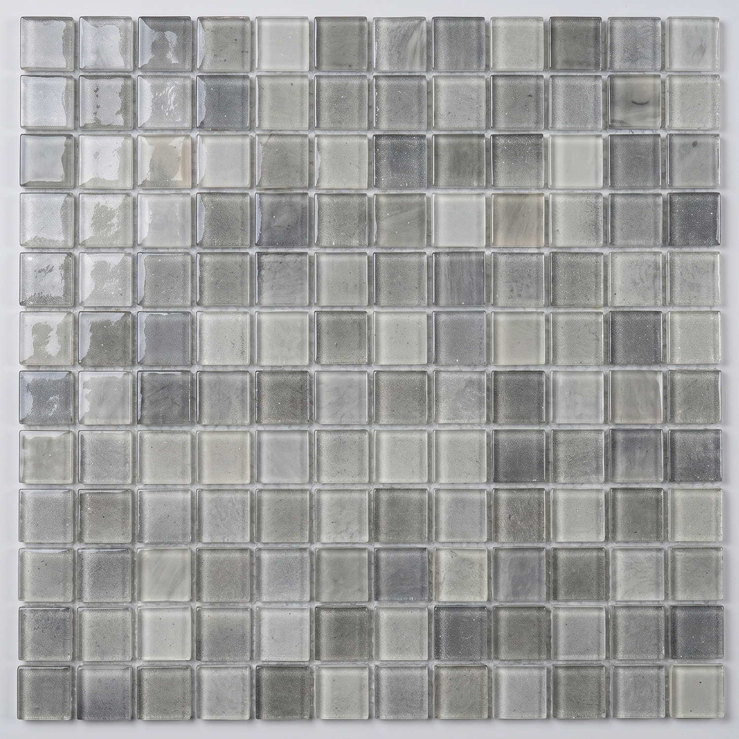 Glass mosaic tile, Nice, 23×23×4 mm, grey