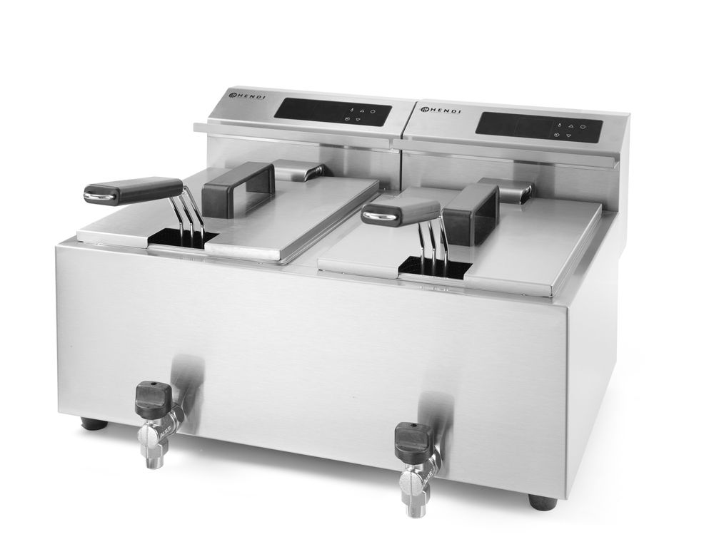 Friteuse digital- mit Ablasshahn 2x8L - 16L 230V/7000W 60,5x51,5x(H)35cm