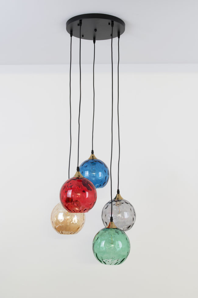 La Spezia Multicoloured 5-bulb pendant light
