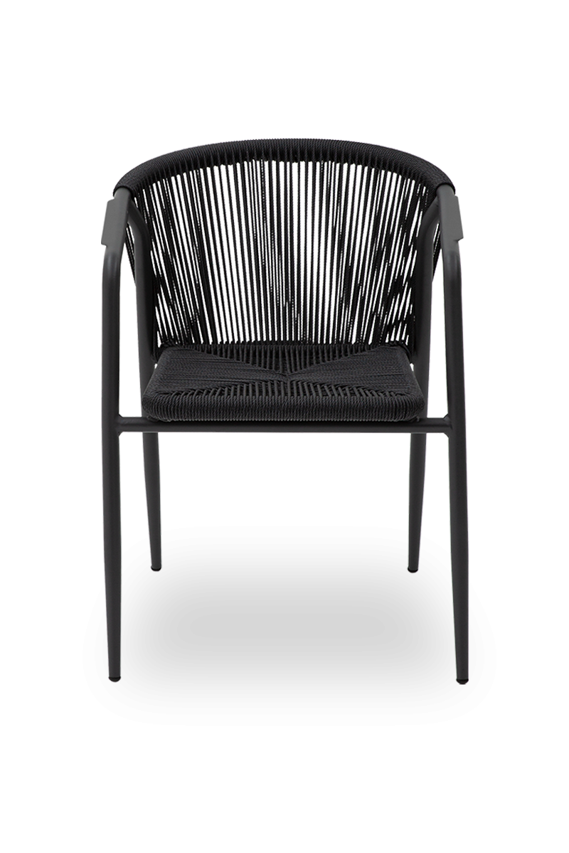 Technorattan Stuhl Treviso Schwarz mit Armlehne-ING10882