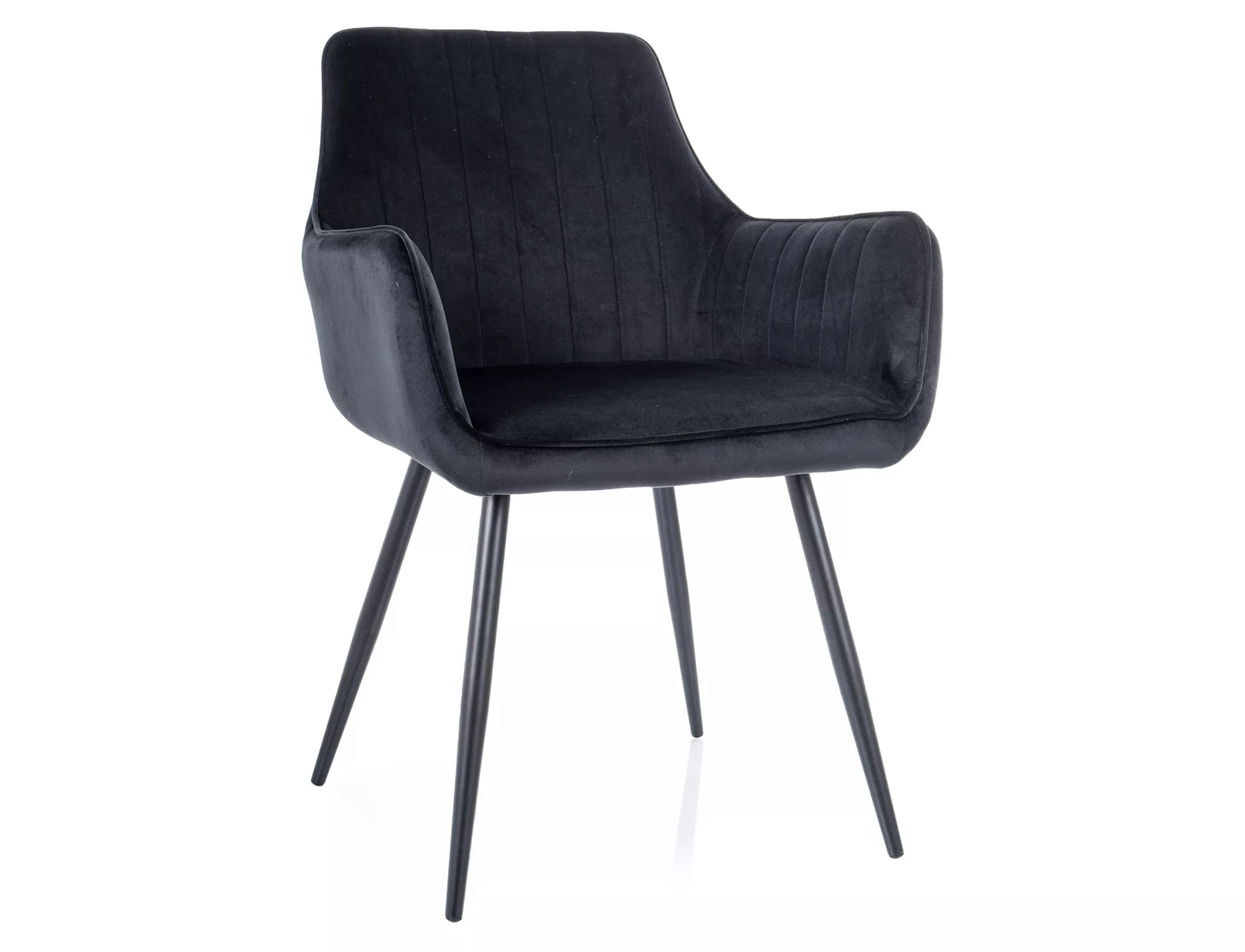 Restaurant Bistro Chair ‘Silvia’ in black velvet with armrests