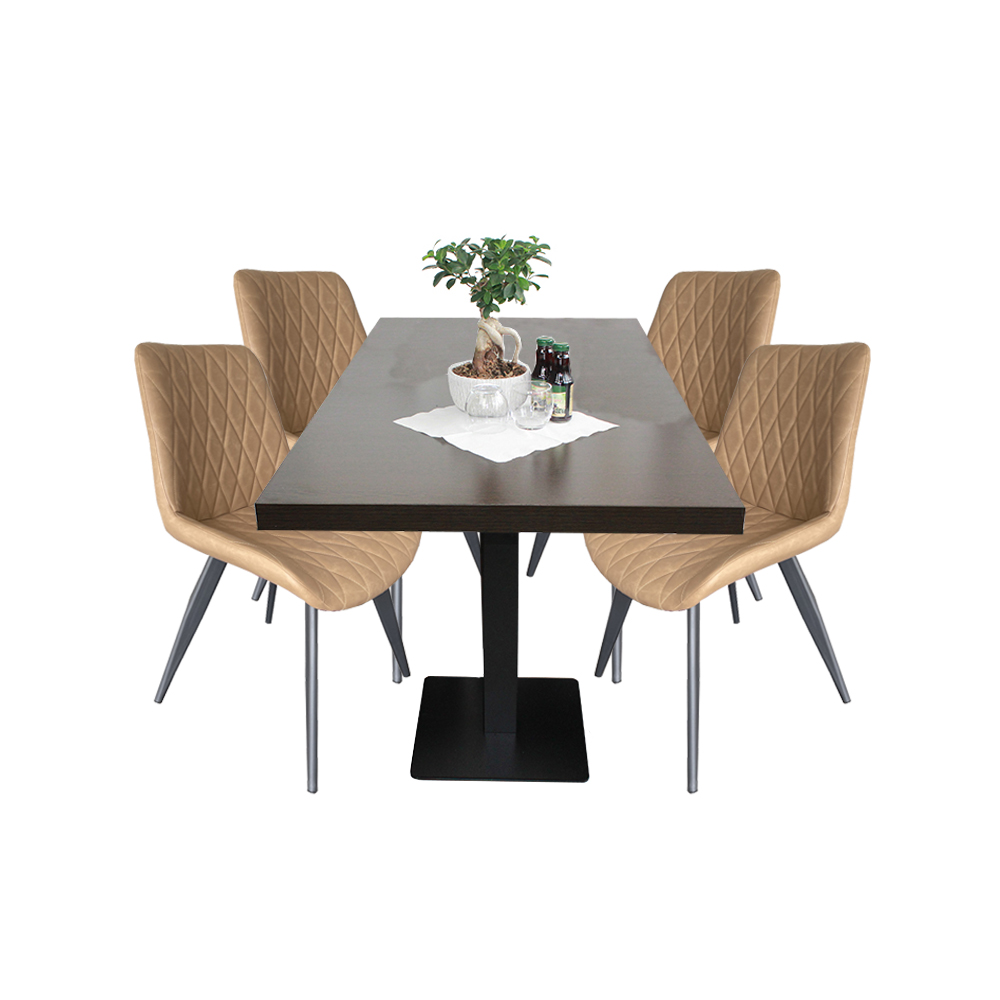 1+4 Set 180x80cm Scarlet Light Brown Restaurant Chairs, Hotel and Bistro Tables