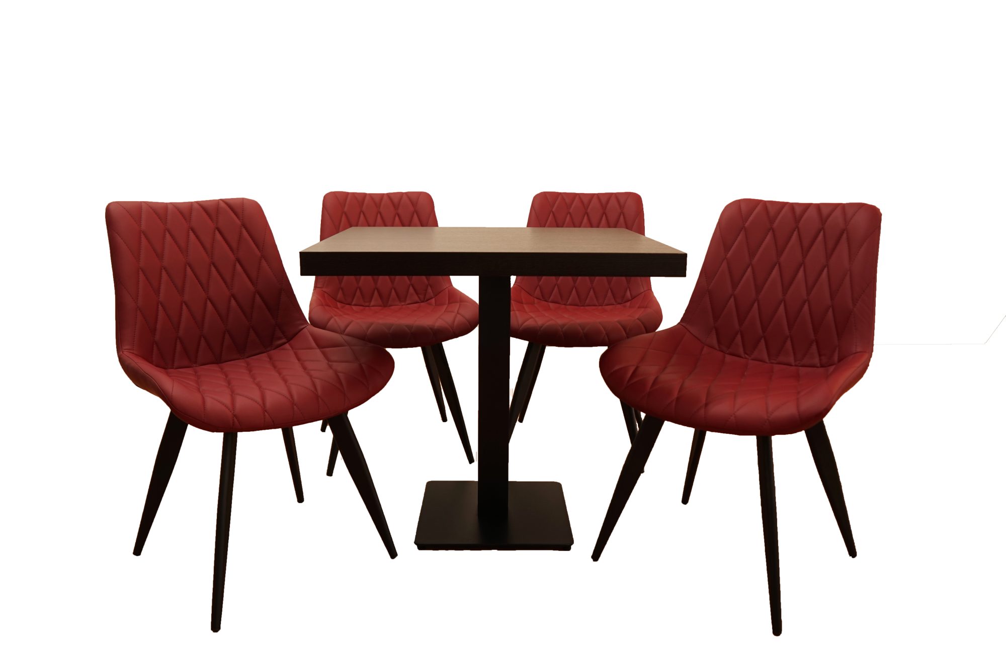 1+4 set, 120x80cm, Scarlet (wine red), restaurant chairs, hotel and bistro tables