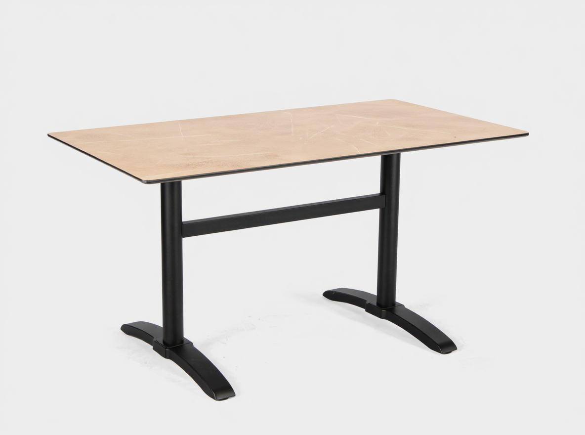 Outdoor Bistro Table 120x70cm Compact HPL Marble-effect Brown - Pescara