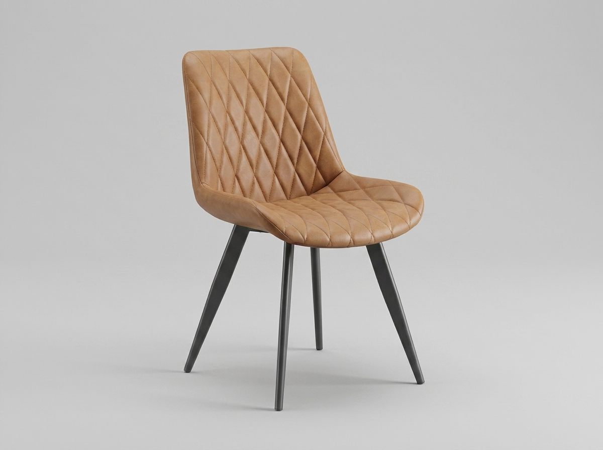 Restaurant Bistro Chair, Light Brown Faux Leather Upholstered, Scarlet