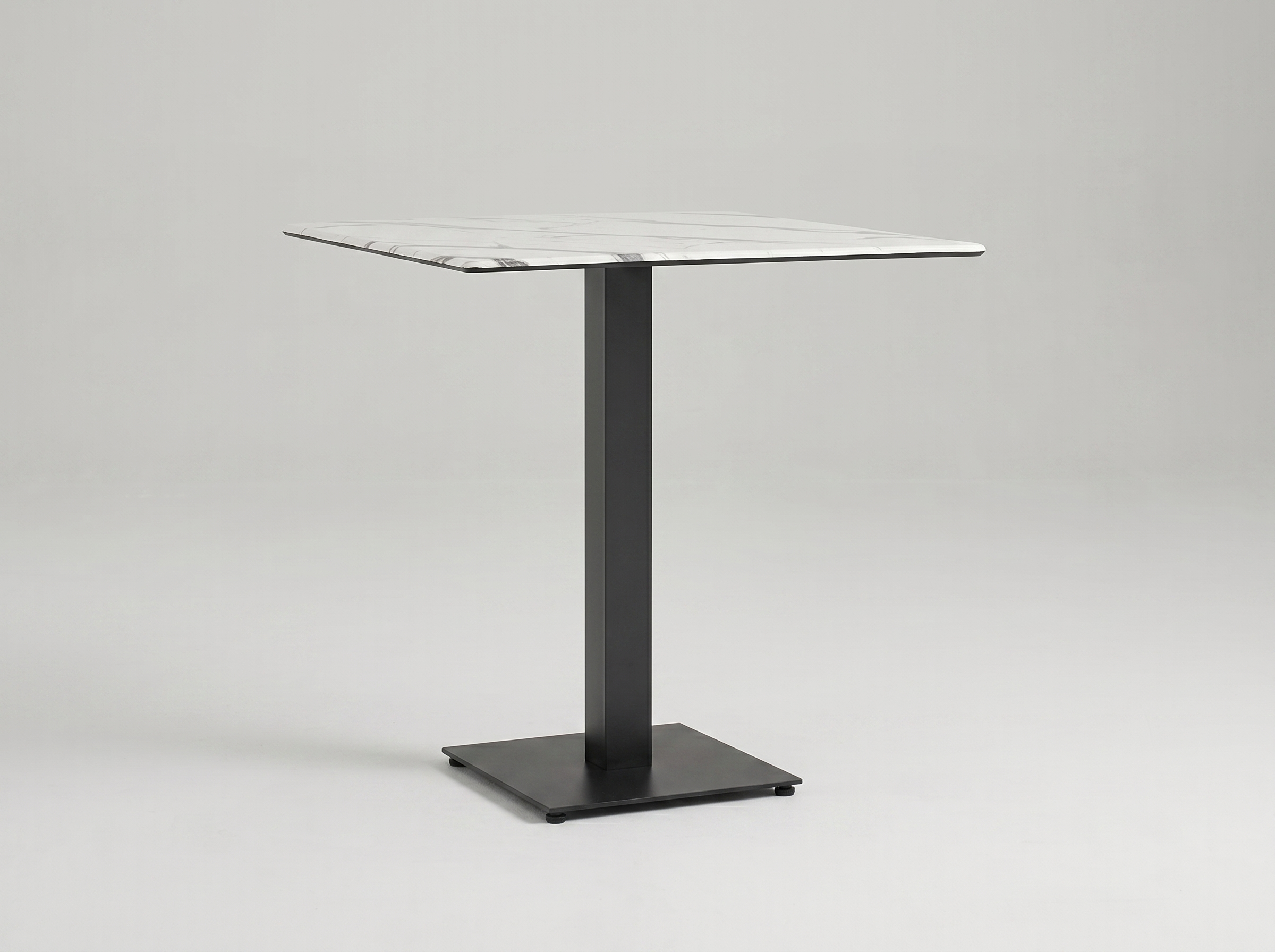 Outdoor table, 70 x 70 cm, white marble-effect Compact HPL tabletop – Catania