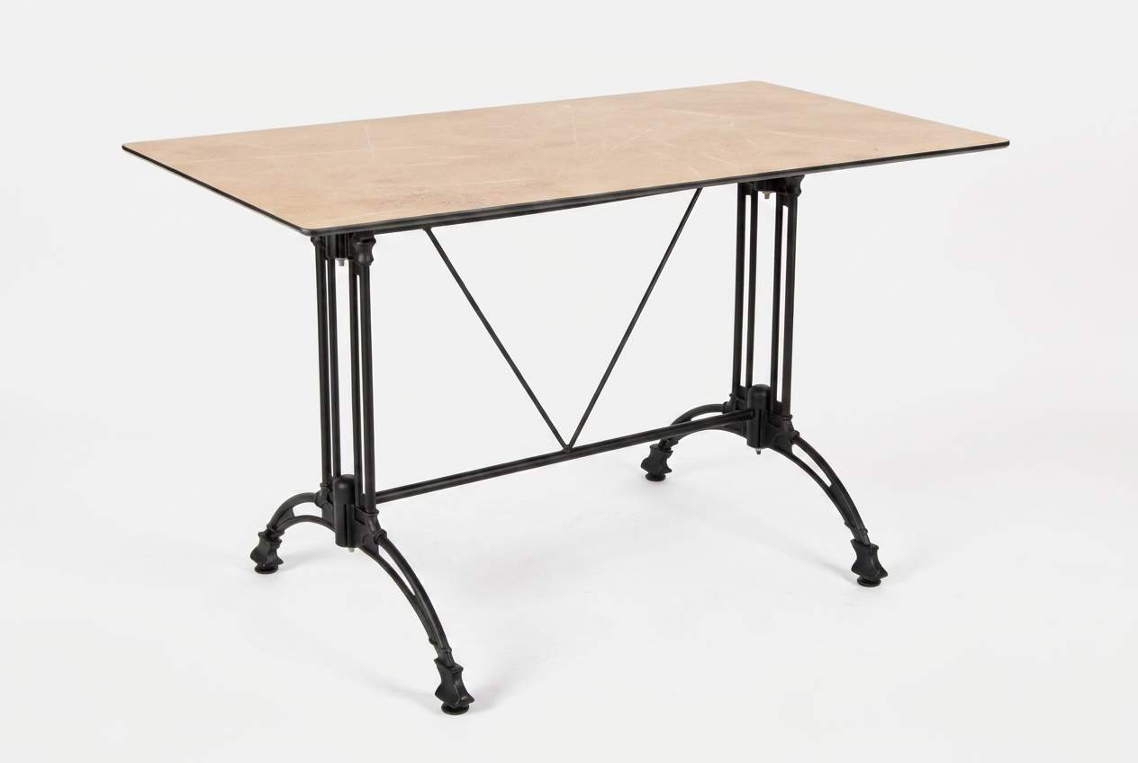 Outdoor Bistro Table 120x70cm Compact HPL Stone-effect Brown - Pescara