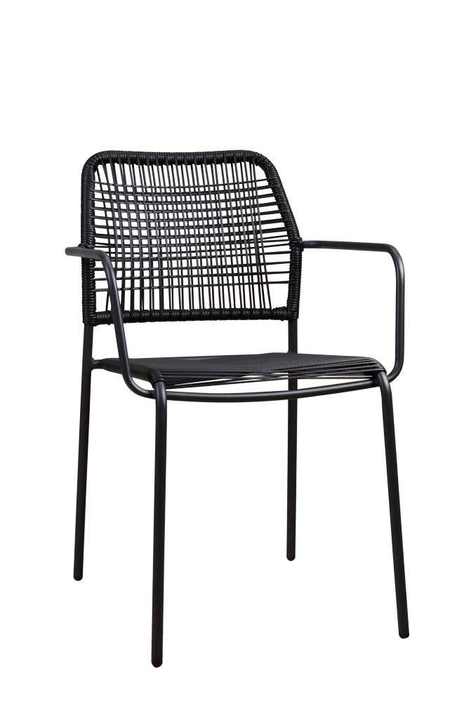 Outdoor chair, plastic wicker, anthracite black