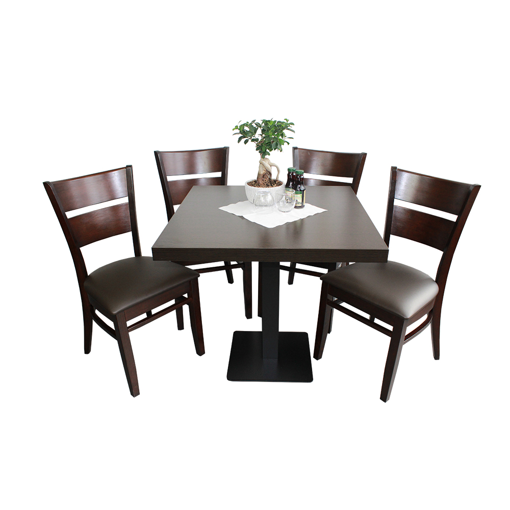 1+4 Set 80x70cm Grace Brown Restaurant Chairs Hotel Bistro Tables