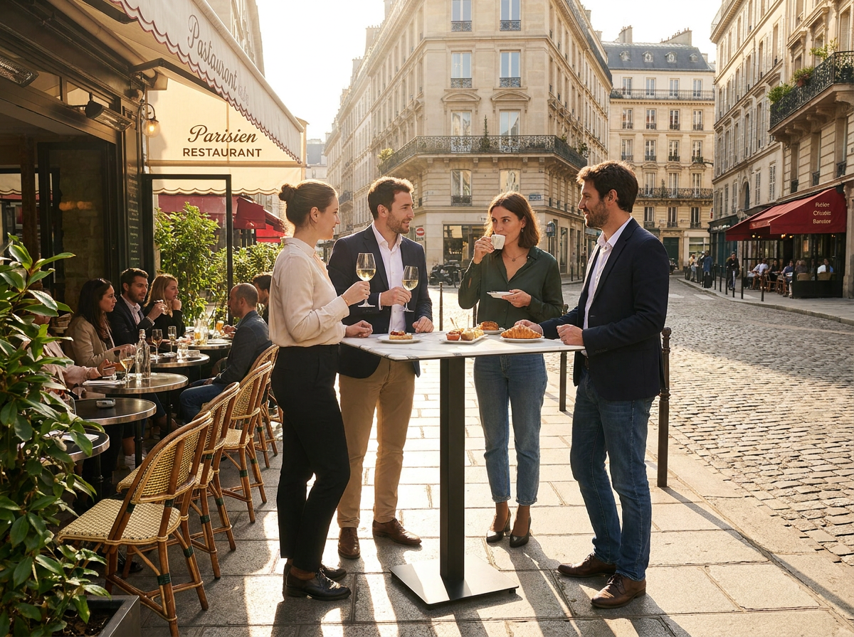 Outdoor Bar Table 80x80cm Compact HPL White Marble Look - Catania