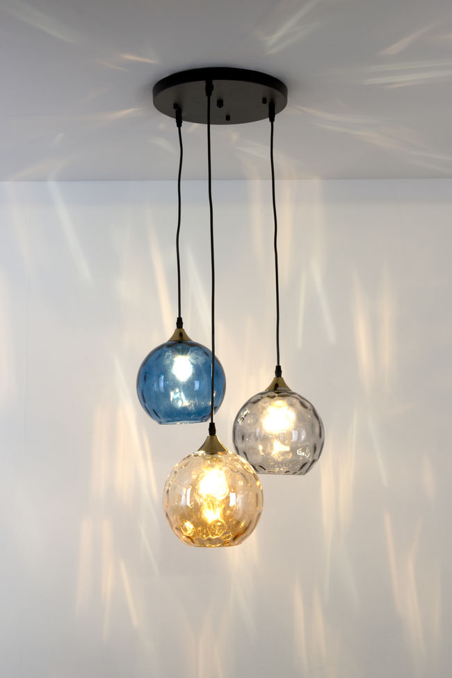 La Spezia Multicoloured 3-bulb pendant light