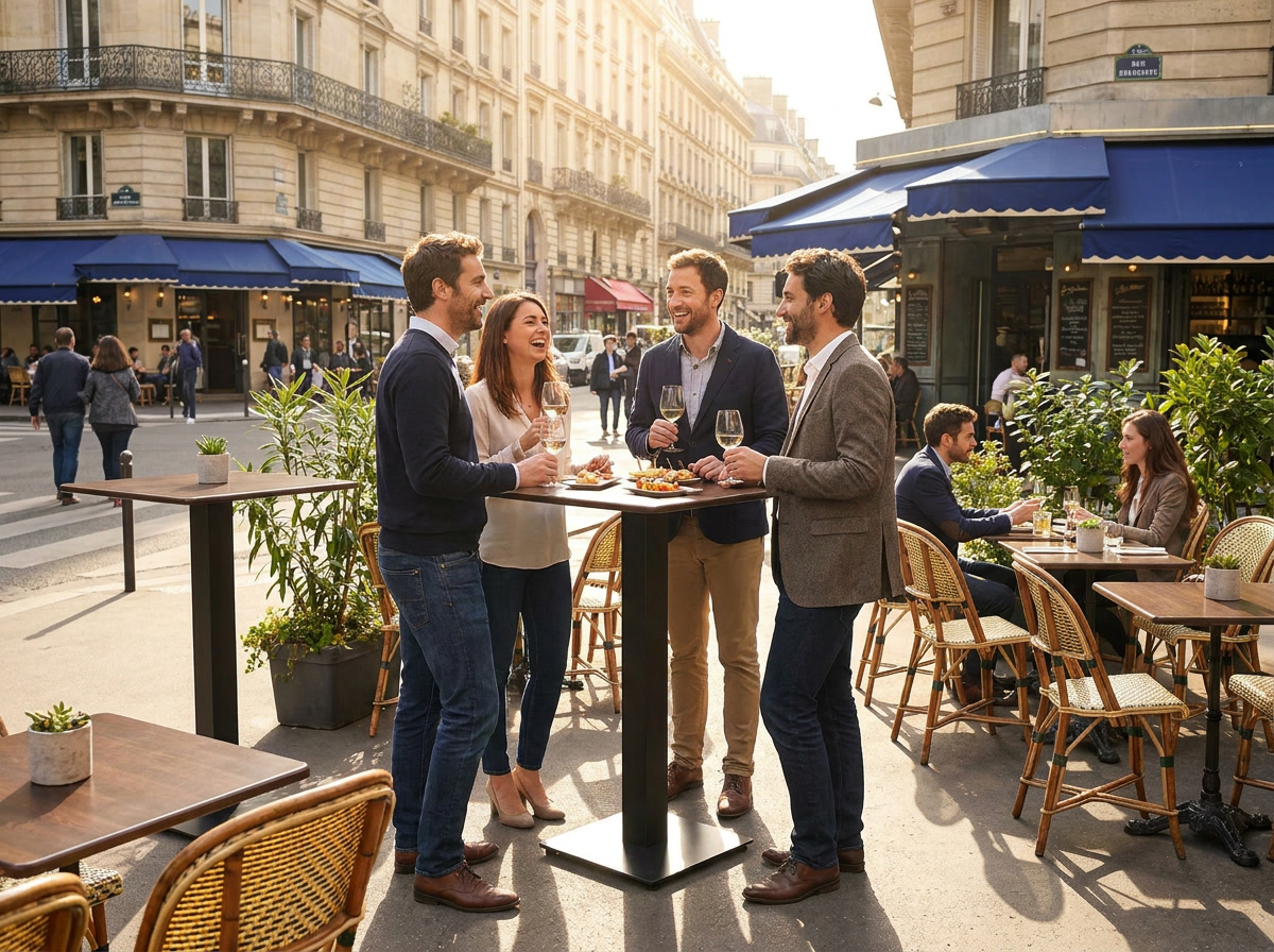 Outdoor Bar Table 80x80cm Compact HPL Brown Walnut Finish - Catania
