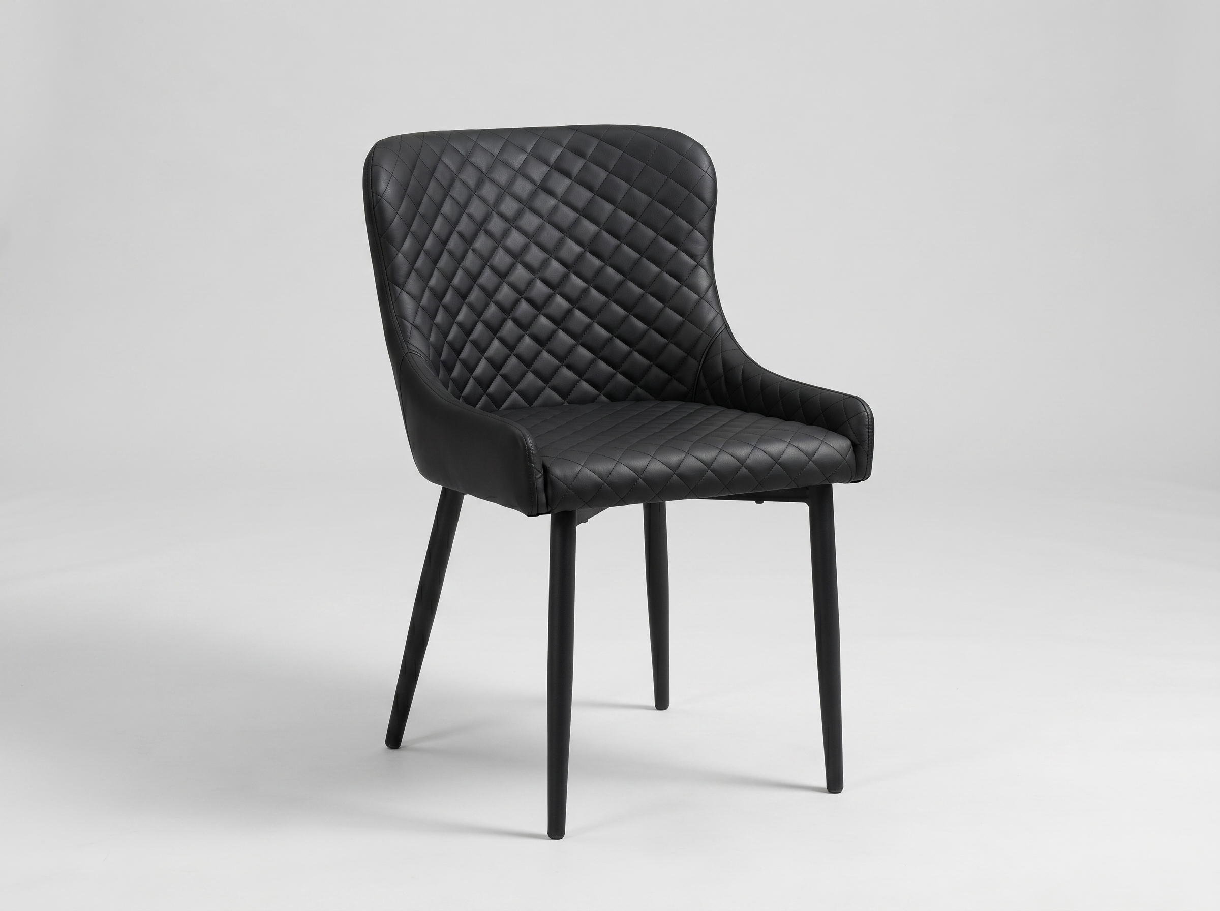 Restaurant Bistro Chair, Upholstered in Black Faux Leather - Artus