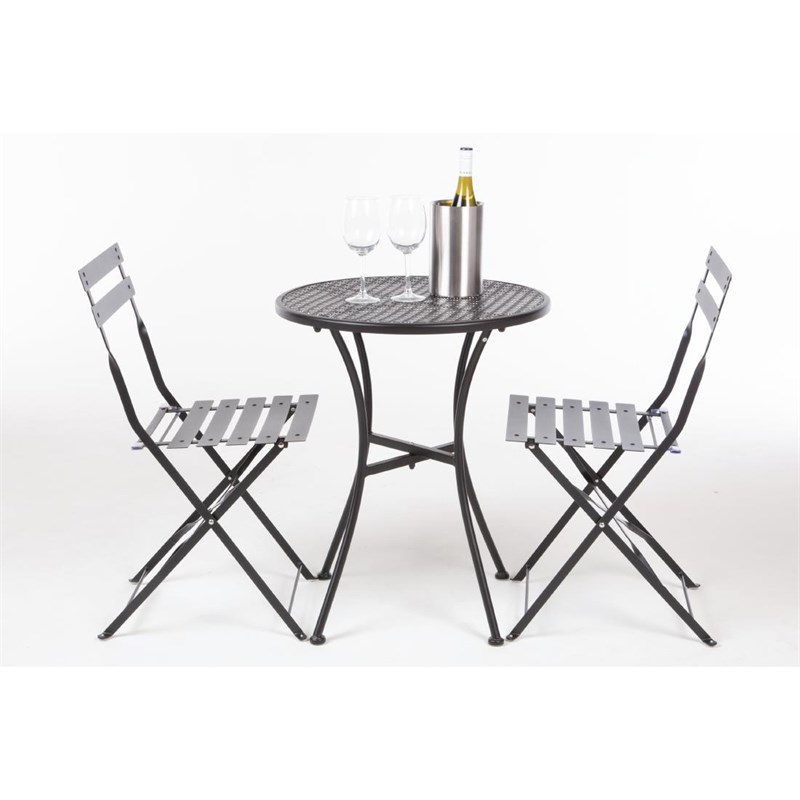 Outdoor Bistro Table Set in Black Steel – Fero Folding Chairs