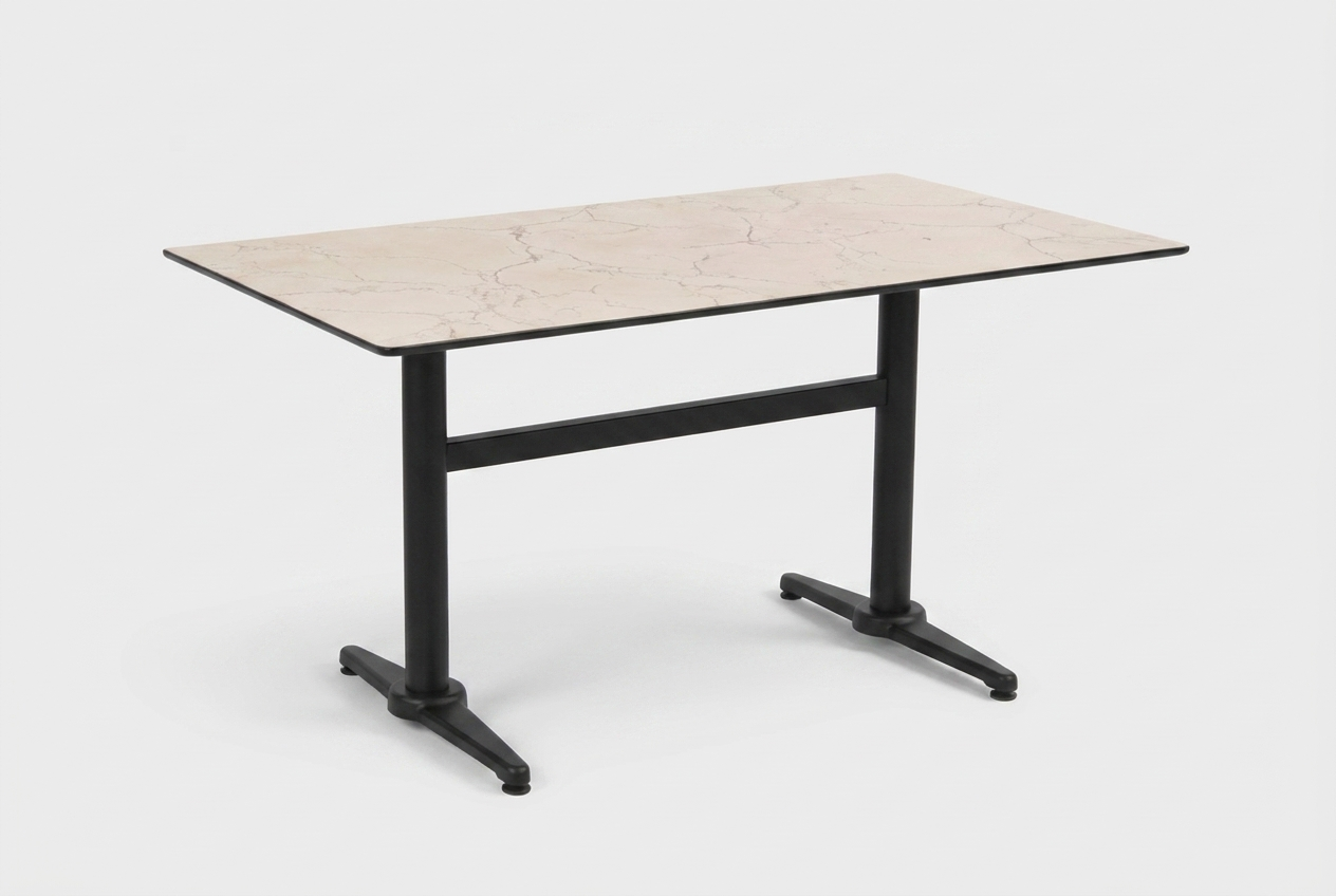 Outdoor Bistro Table 120x70cm Compact HPL Marble-effect Beige - Pescara