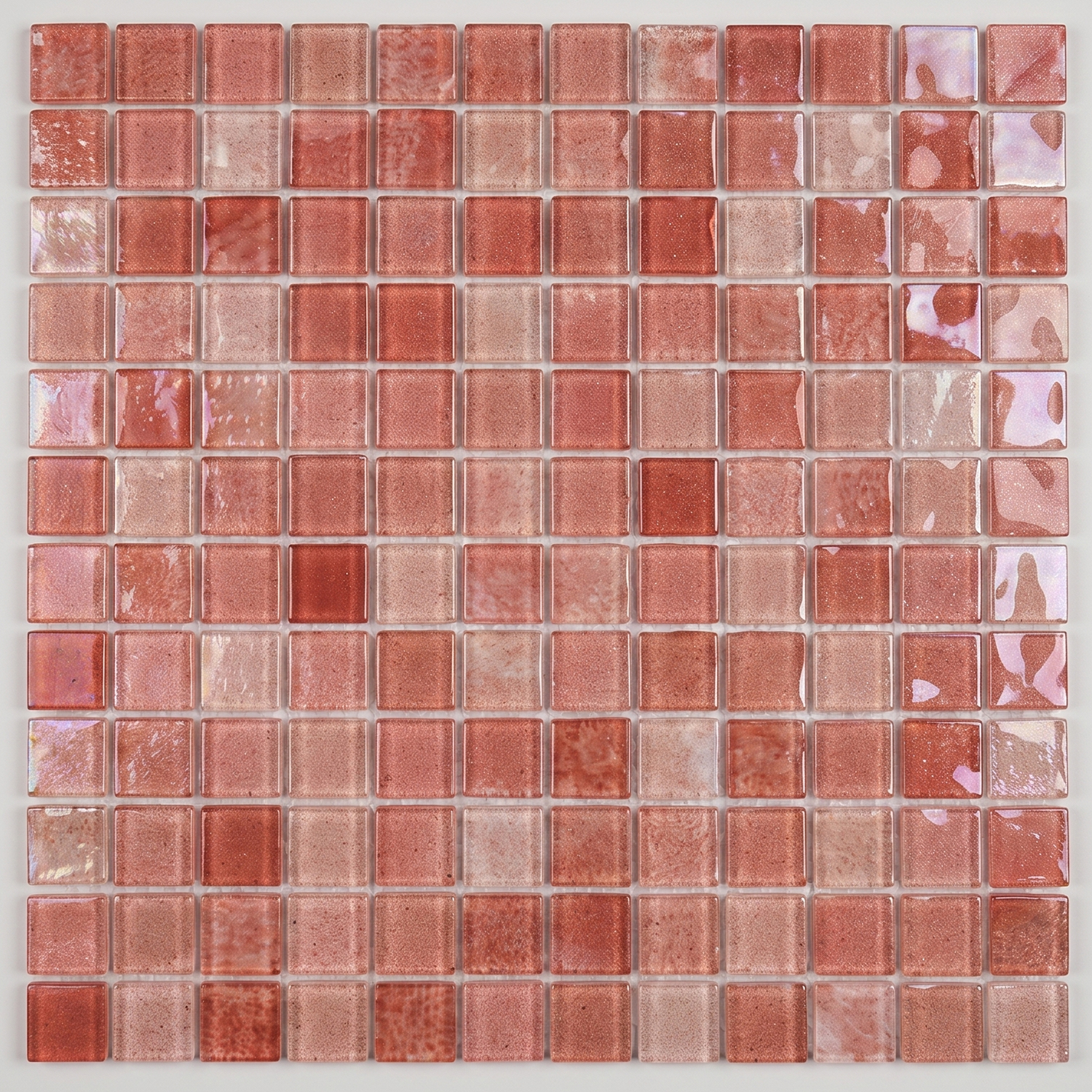 Glass mosaic tile, Nice Red, 23×23×4 mm