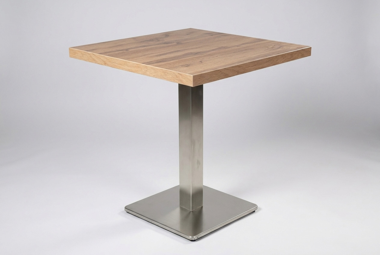 Restaurant bistro table 50x50cm Andora oak guest table table leg silver
