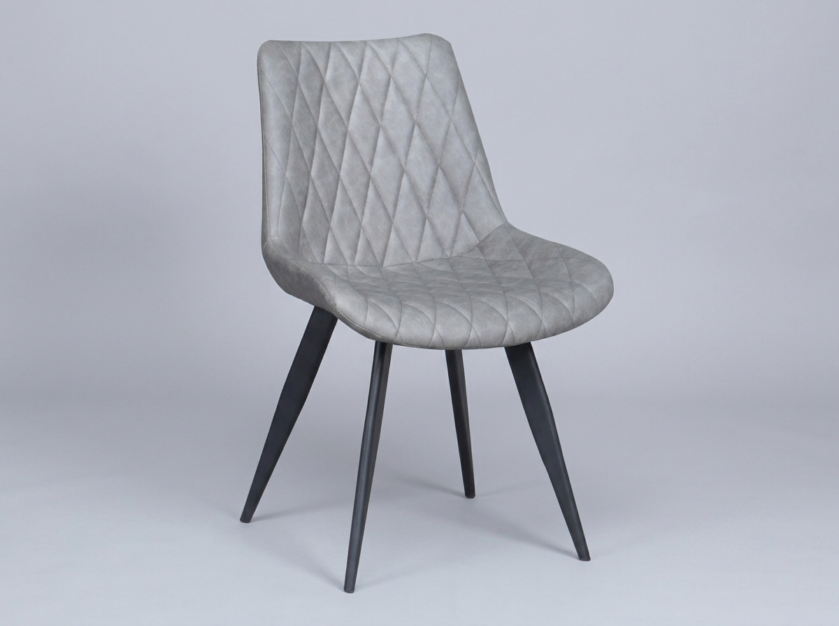 Restaurant Bistro Chair, Grey Faux Leather Upholstered, Scarlet