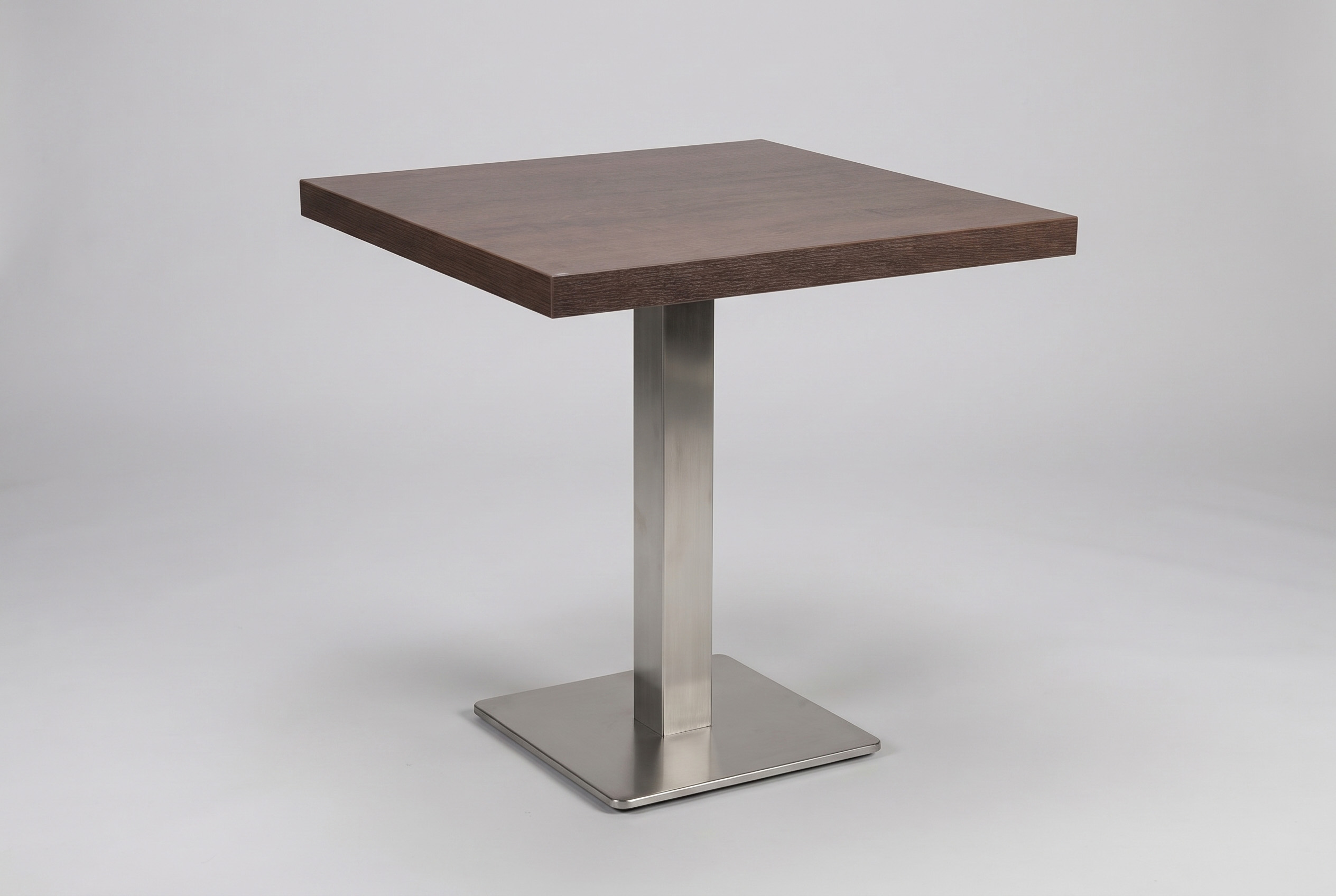 Restaurant Bistro Tisch 60x60x5cm Walnuss Braun Palermo Tischbein Silber