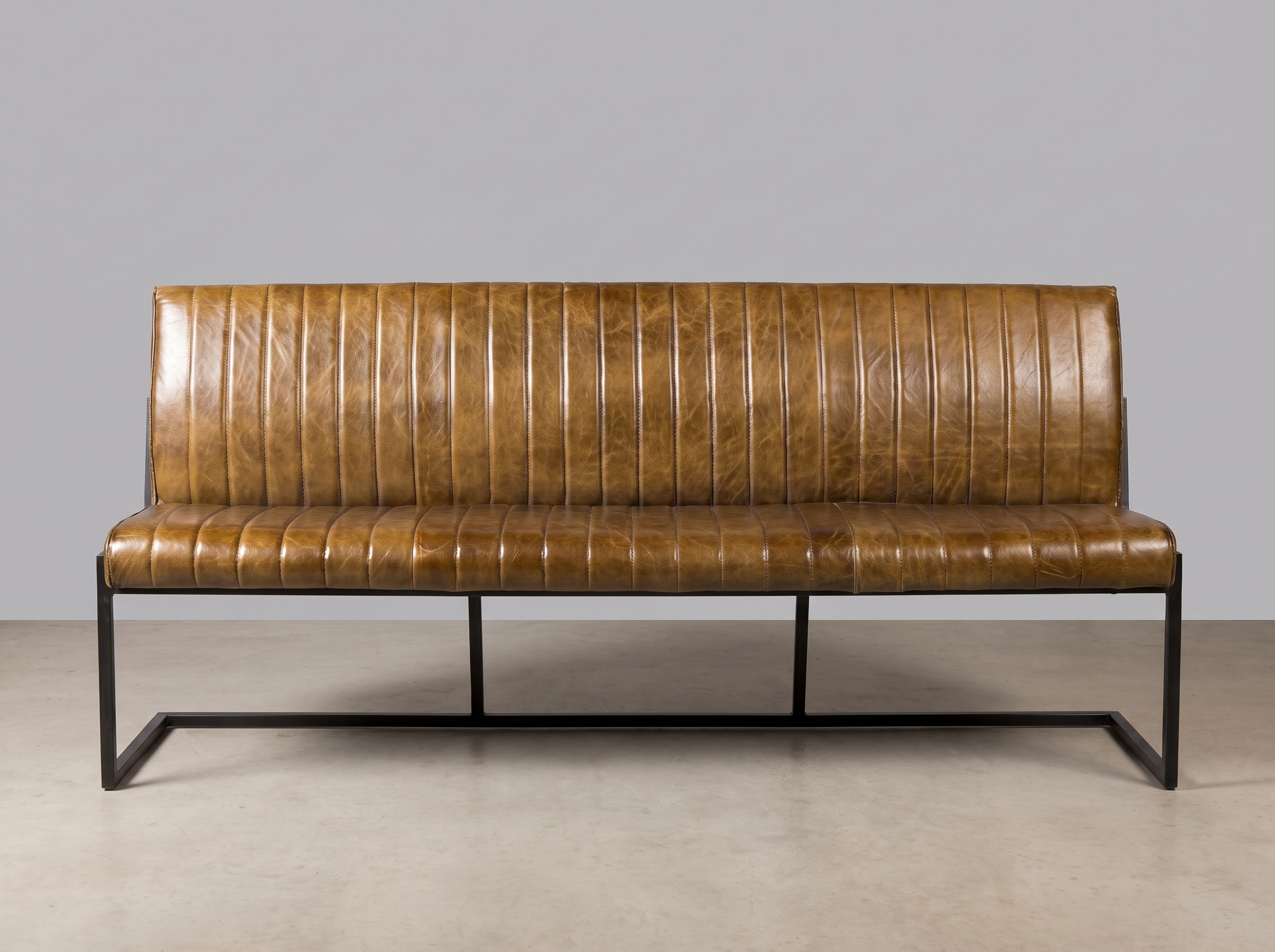 Gastrobank 200cm 4-seater Cognac Brown Old English genuine leather bench